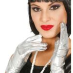 Guantes metalizados plata cortos