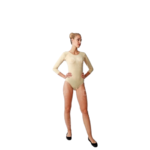 body de manga larga beige para mujer