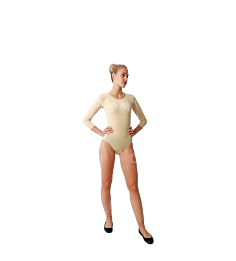 body de manga larga beige para mujer