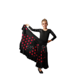 falda de ensayo negra lunares rojo infantil