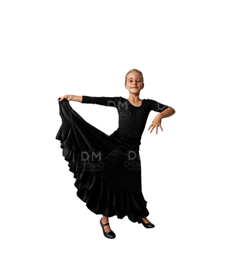 falda de ensayo dos volantes negra para niña