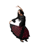 falda de ensayo negra con lunares fucsia