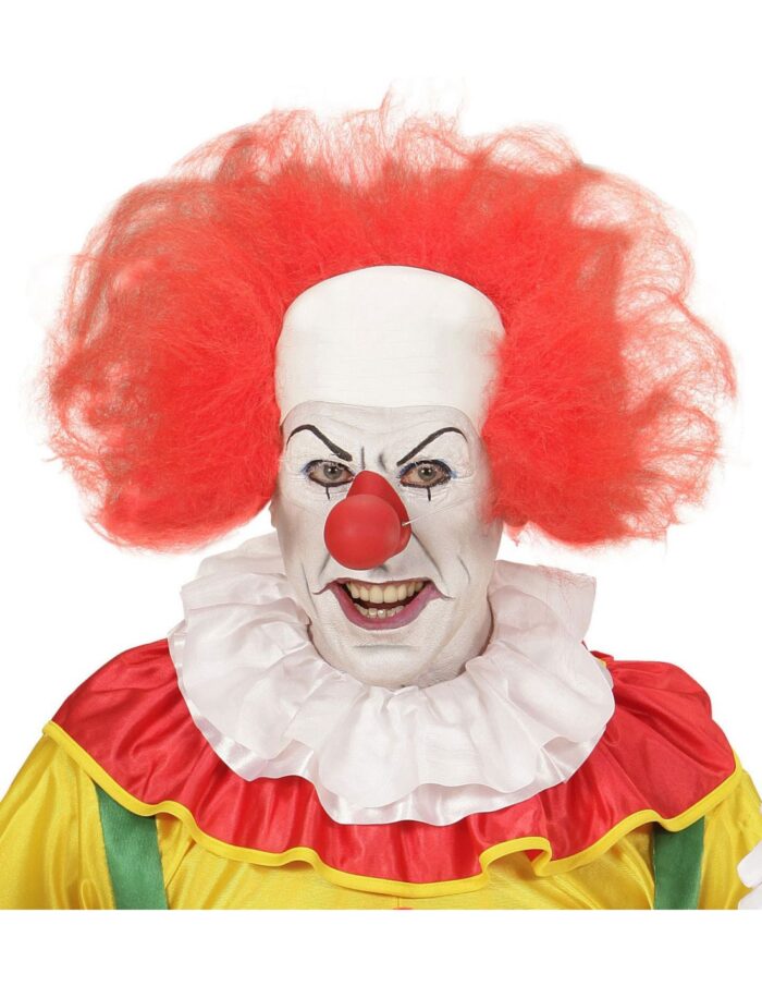 Peluca de payaso con calva y pelo rojo