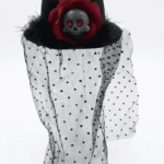 Mini chistera con velo de halloween