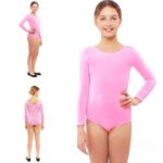 Maillot rosa de manga larga infantil