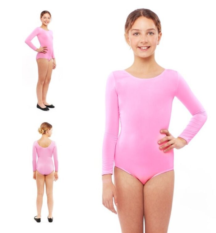Maillot rosa de manga larga infantil