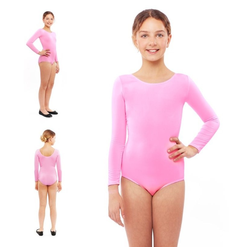 Maillot rosa de manga larga infantil
