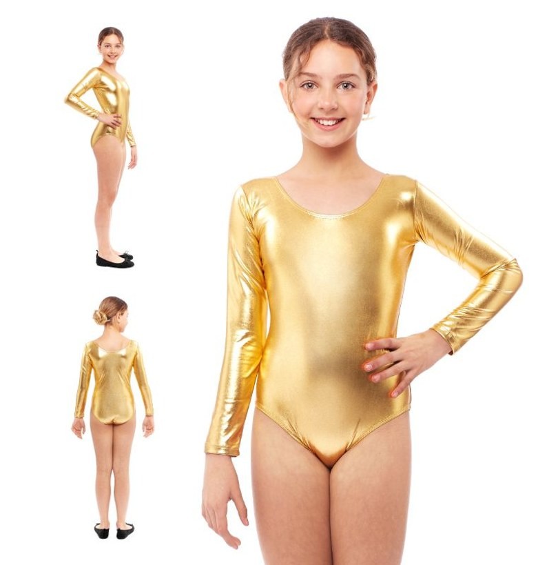 Maillot oro metal manga larga infantil