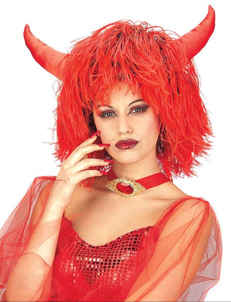 Peluca diabla con cuernos