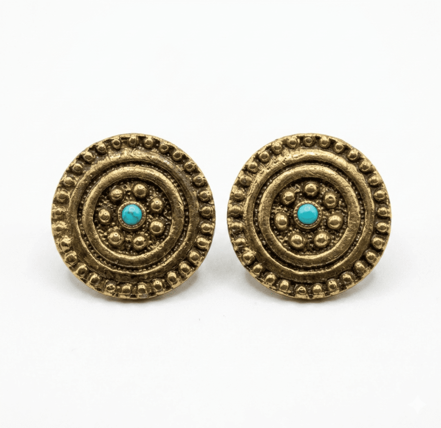 Pendientes con clip dorados y piedra azul