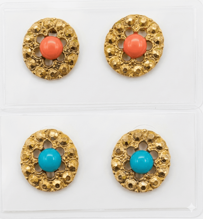 Pendientes de clip dorados con piedra