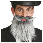Barba con bigote canoso