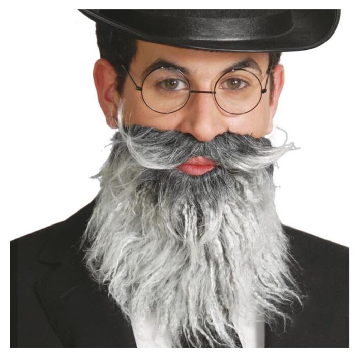 Barba con bigote canoso