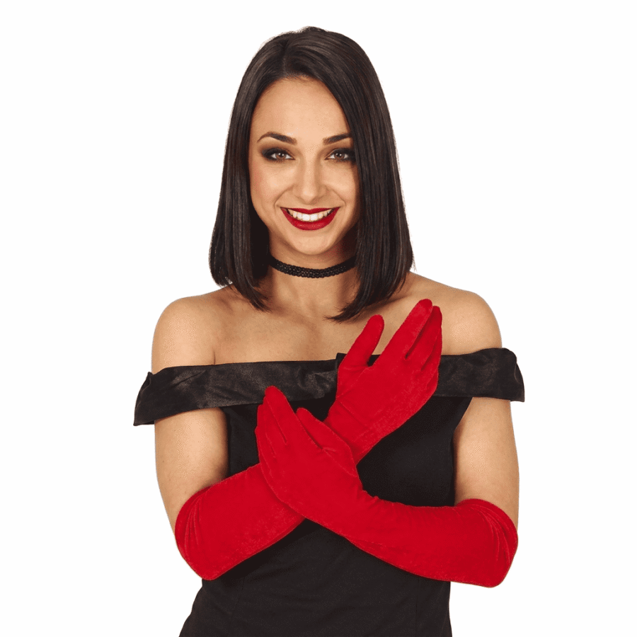 Guantes largos rojos