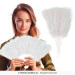 Abanico de plumas blanco