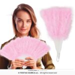 Abanico de plumas rosa