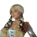 peluca de vikinga trenzas rubias