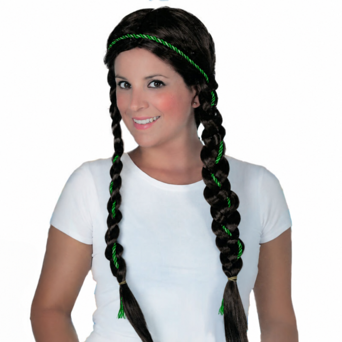 peluca trenzas castaña