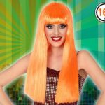 peluca melena larga naranja para adulto