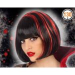 peluca de vampiresa negra y roja para mujer