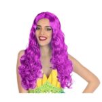 peluca larga rizada morada para adulto