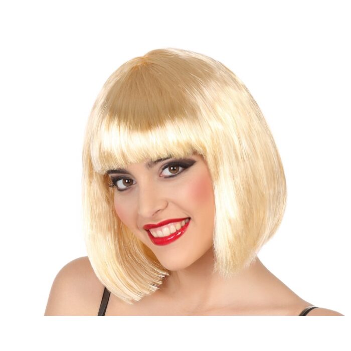 peluca melena corta rubia de mujer