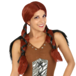 peluca de vikinga castaña para mujer