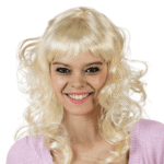 peluca rizada rubia