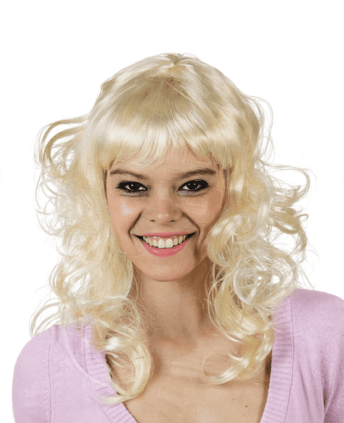 peluca rizada rubia