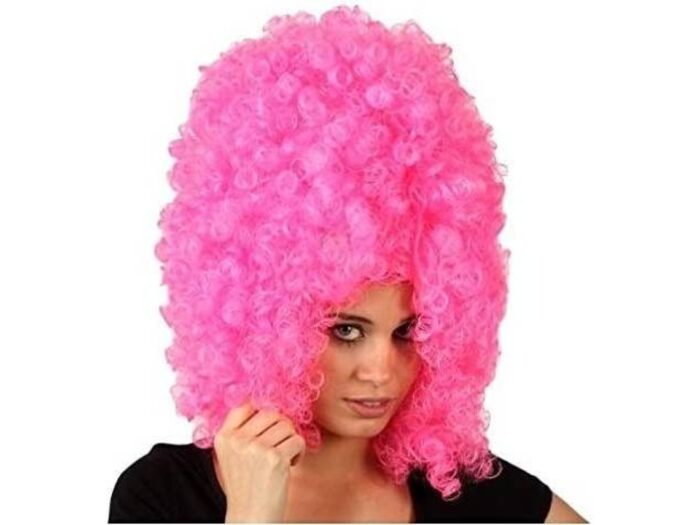 peluca afro rosa alta