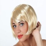 peluca corta rubia de mujer
