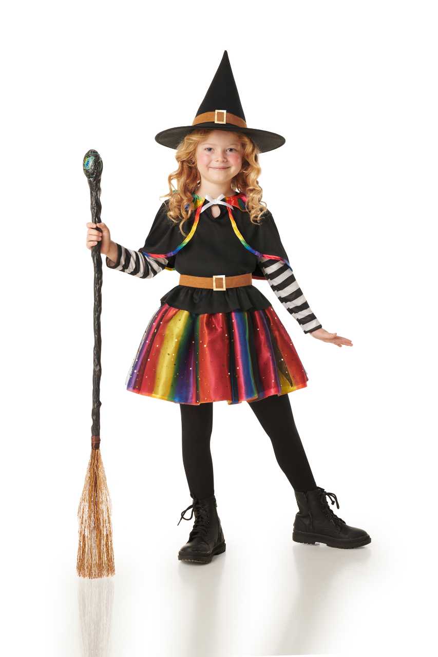 disfraz de bruja arcoiris para niña