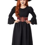 disfraz de bruja negra con corset para niña